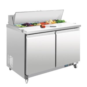 Polar U-Series Double Door Prep Counter Fridge 405Ltr