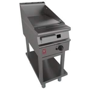 Falcon Dominator Plus 400mm Wide Ribbed Natural Gas Griddle On Fixed Stand