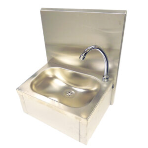 Knee operated sink supplied with mixer tap